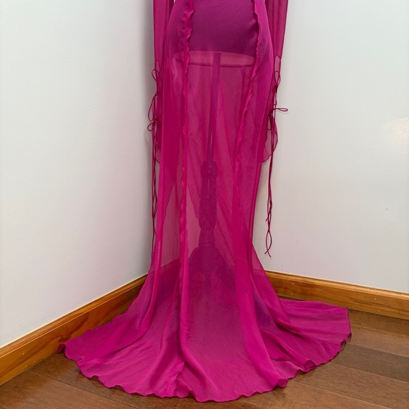 Rat & Boa- FARRETTI DRESS PINK Size Large Sheer Beach Cover Up - Picture 13 of 15